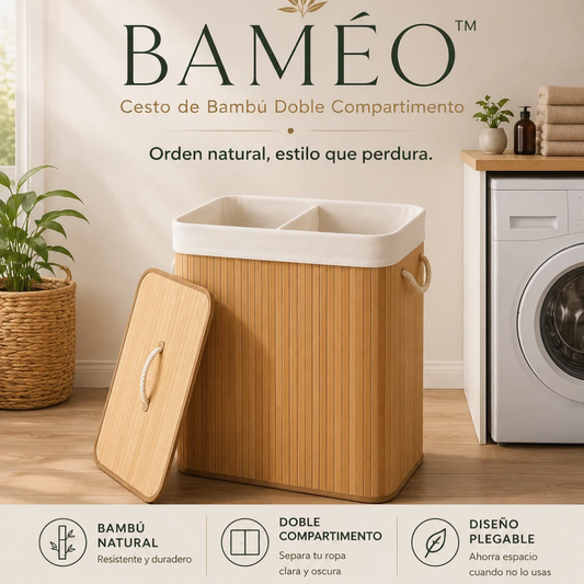 BAMÉO™ Cesto de Bambú Doble Compartimento