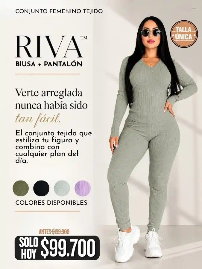 RIVA™  Conjunto Blusa + Pantalón Tejido
