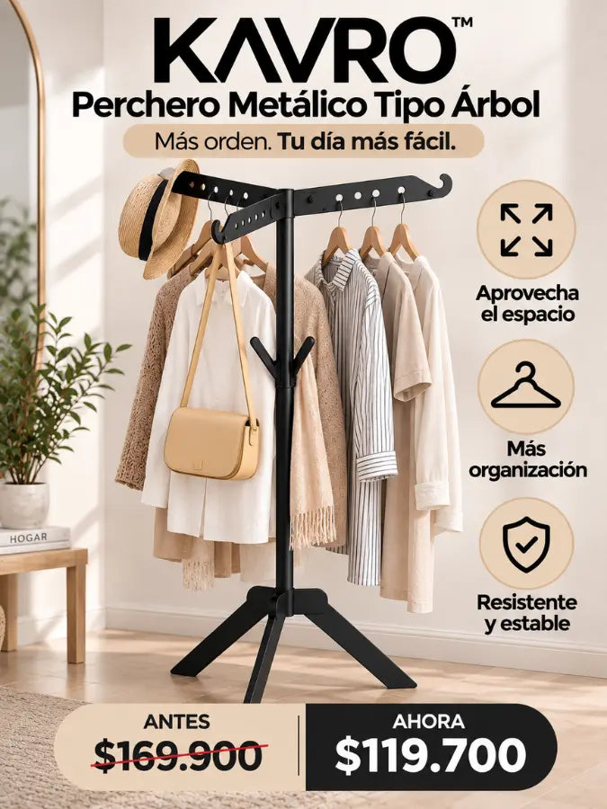 KAVRO™ Perchero Metálico Tipo Árbol