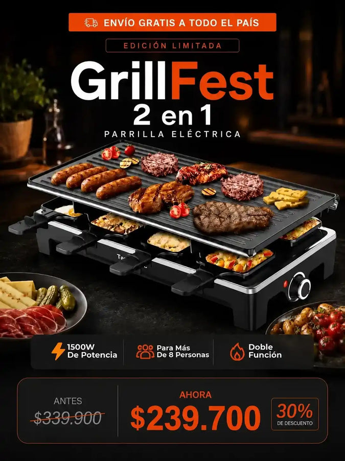 GrillFest 2 en 1 - Parrilla Eléctrica