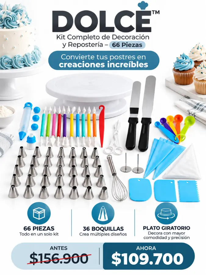 DOLCÉ™ Kit Completo de Decoración y Repostería – 66 Piezas  
