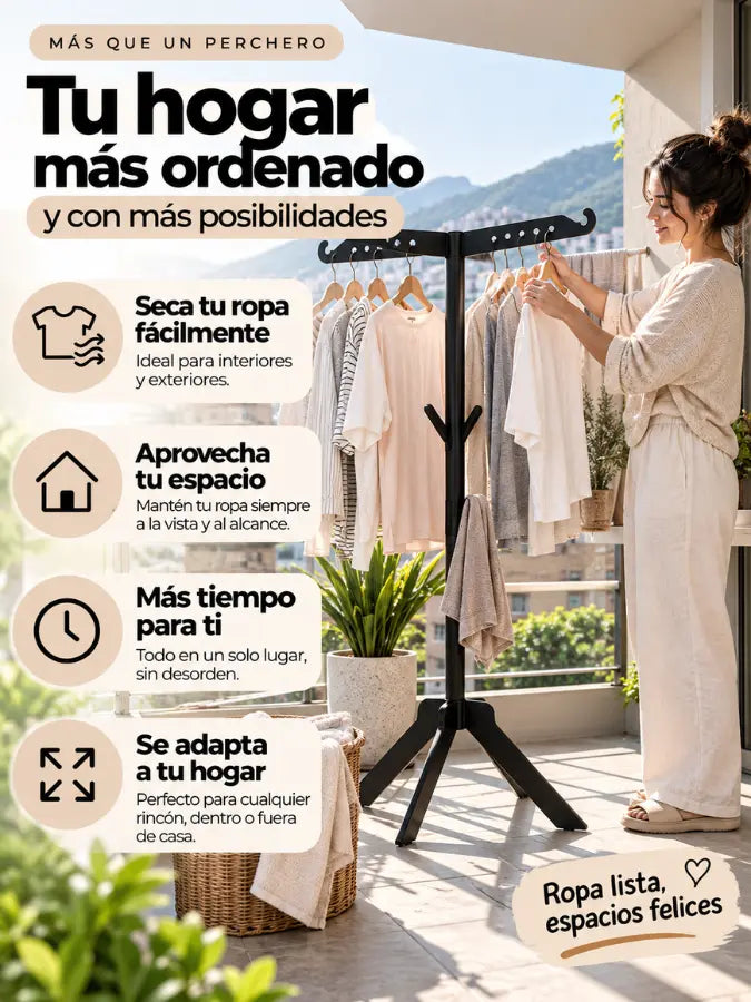 KAVRO™ Perchero Metálico Tipo Árbol
