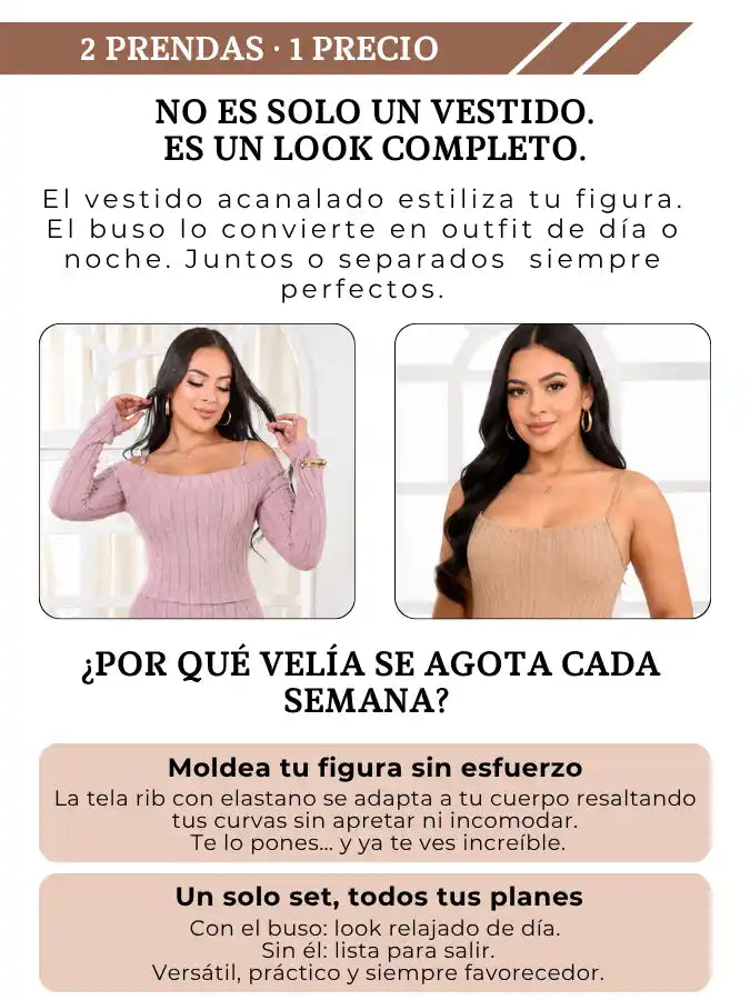 Conjunto Velía™ Vestido + Buso tejido