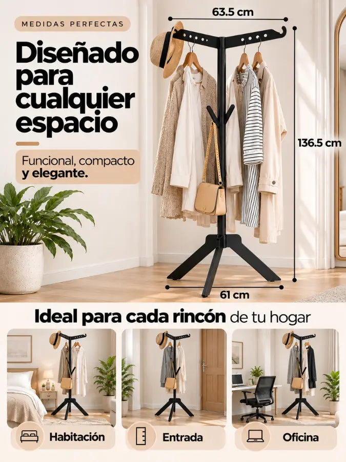 KAVRO™ Perchero Metálico Tipo Árbol