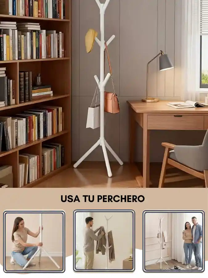 Zenia™ Perchero de Pie – 9 Ganchos · 3 Niveles