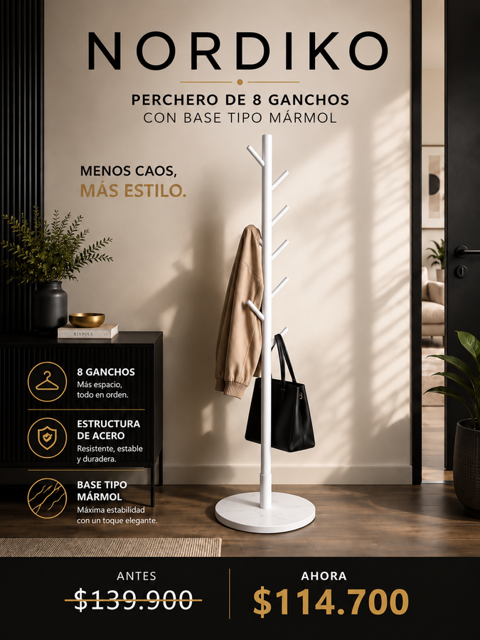 Nordikó® Perchero 8 ganchos