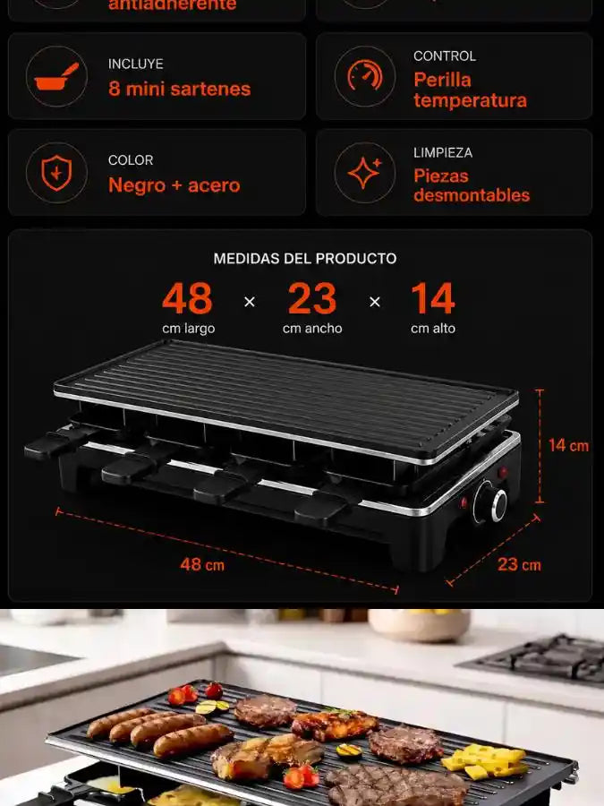 GrillFest 2 en 1 - Parrilla Eléctrica