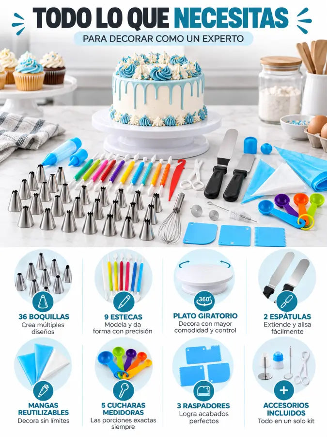 DOLCÉ™ Kit Completo de Decoración y Repostería – 66 Piezas  