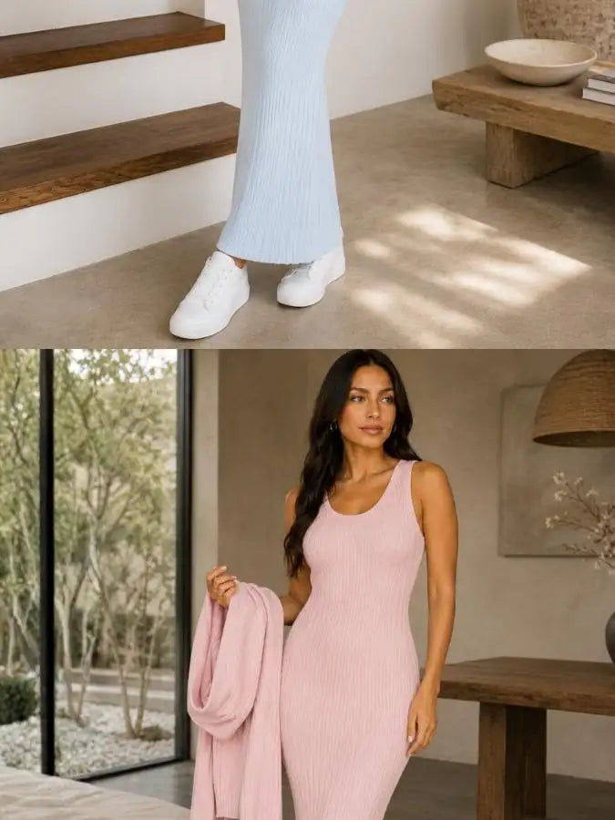 Conjunto Amara™ Vestido + Buso Tejido con Capota.