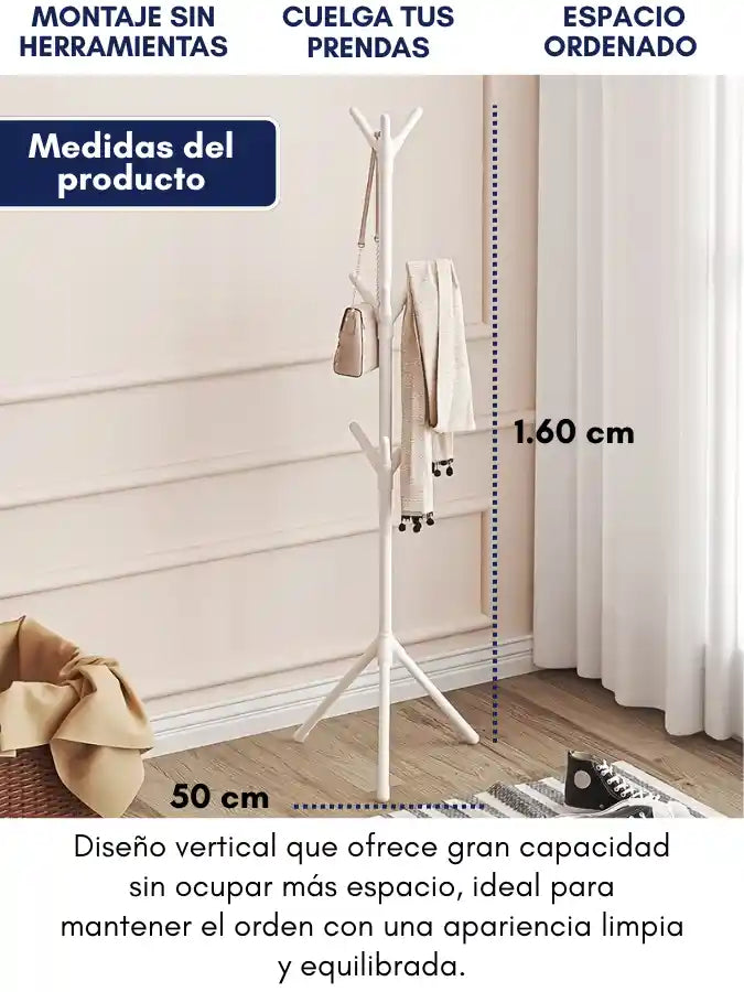 Zenia™ Perchero de Pie – 9 Ganchos · 3 Niveles