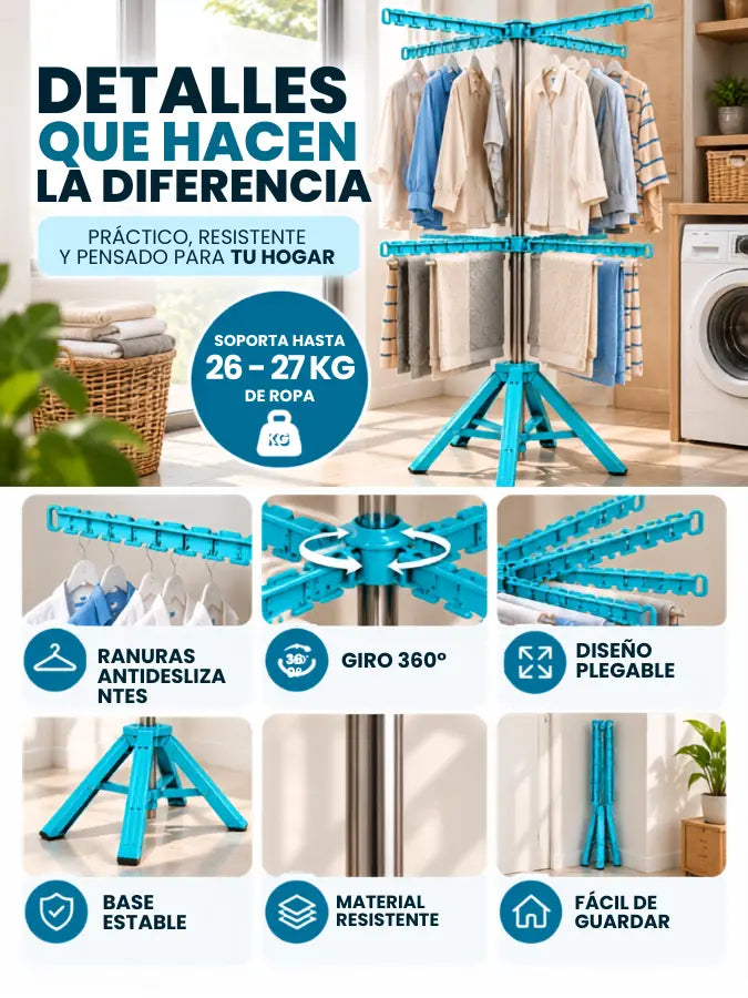 NORDEN™ - tendedero vertical plegable y giratorio