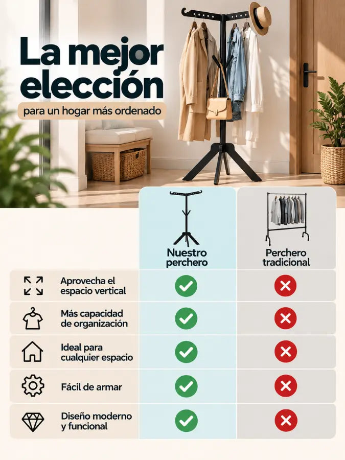 KAVRO™ Perchero Metálico Tipo Árbol