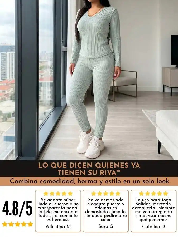 RIVA™  Conjunto Blusa + Pantalón Tejido