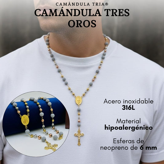 Camándula TRIA® Tres Oros laminado de 18K.