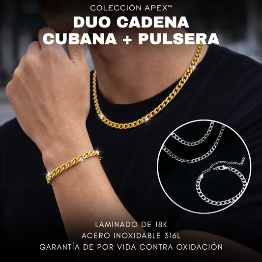 Colección Apex™ DUO CADENA CUBANA + PULSERA.