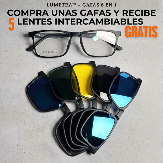 LUMETRA™ Gafas polarizadas con clip magnético GRATIS 5 LENTES intercambiables.