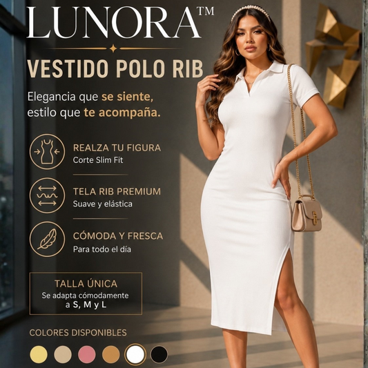 LUNORA™ Vestido Polo En Rib