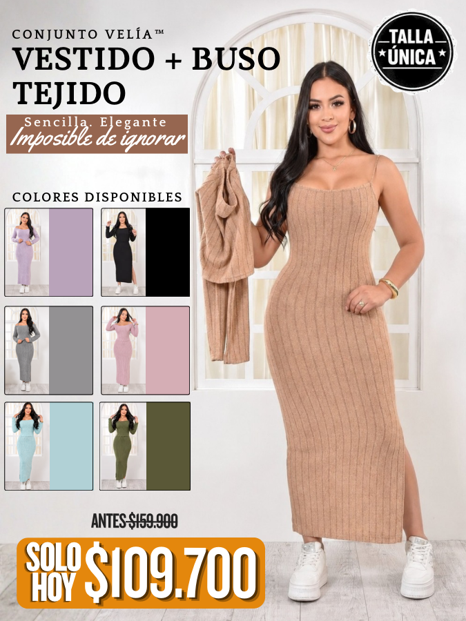 Conjunto Velía™ Vestido + Buso tejido