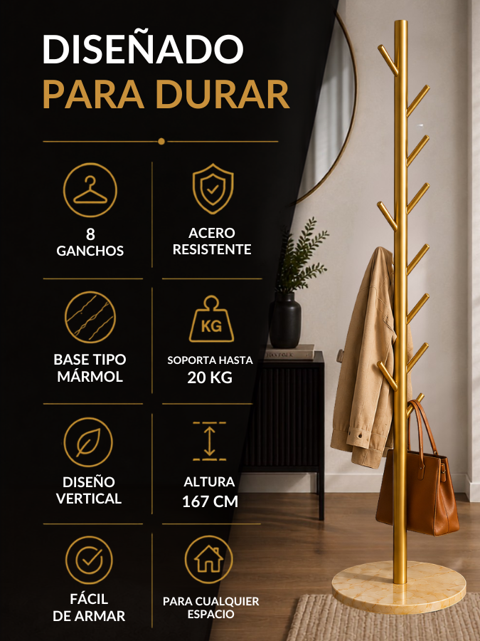 Nordikó® Perchero 8 ganchos