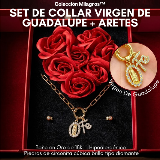 Colección Milagros™ Set de collar virgen de Guadalupe + aretes