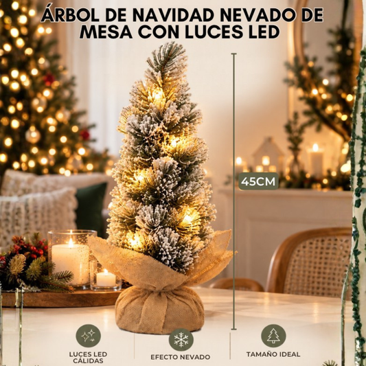 Árbol de Navidad Nevado de Mesa con Luces LED – 45 cm