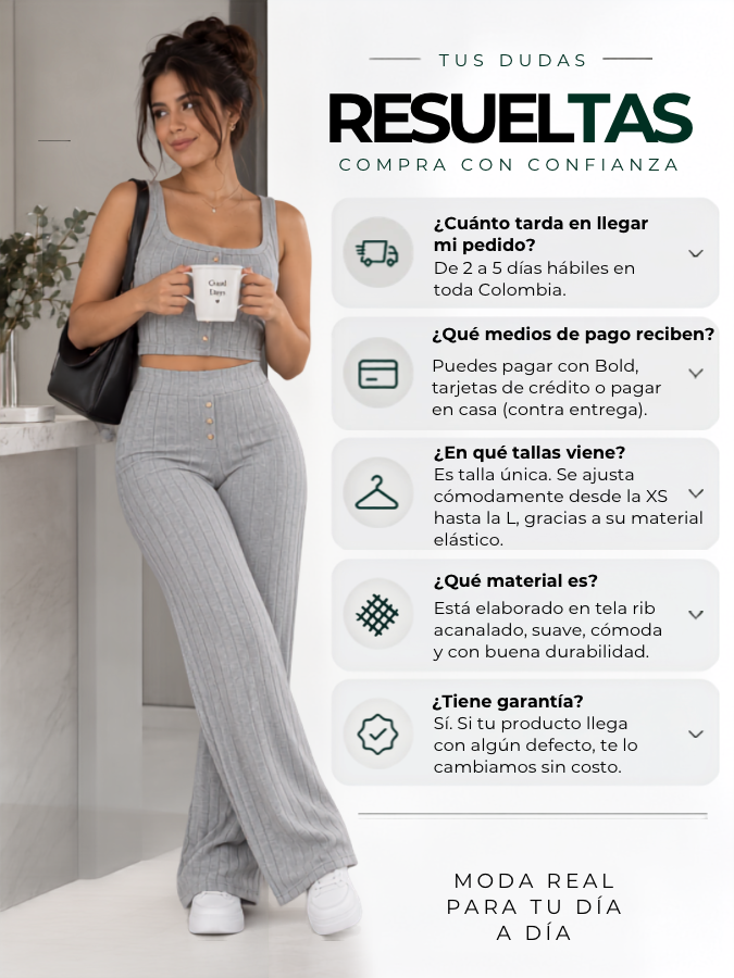 MAELLE™ — Conjunto Pantalón y Blusa Rib