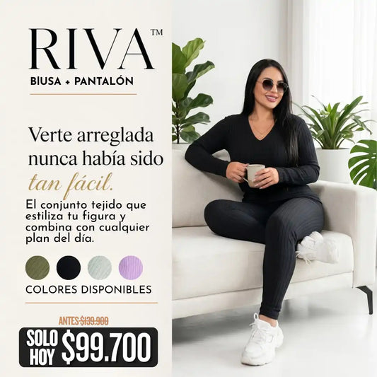 RIVA™  Conjunto Blusa + Pantalón Tejido