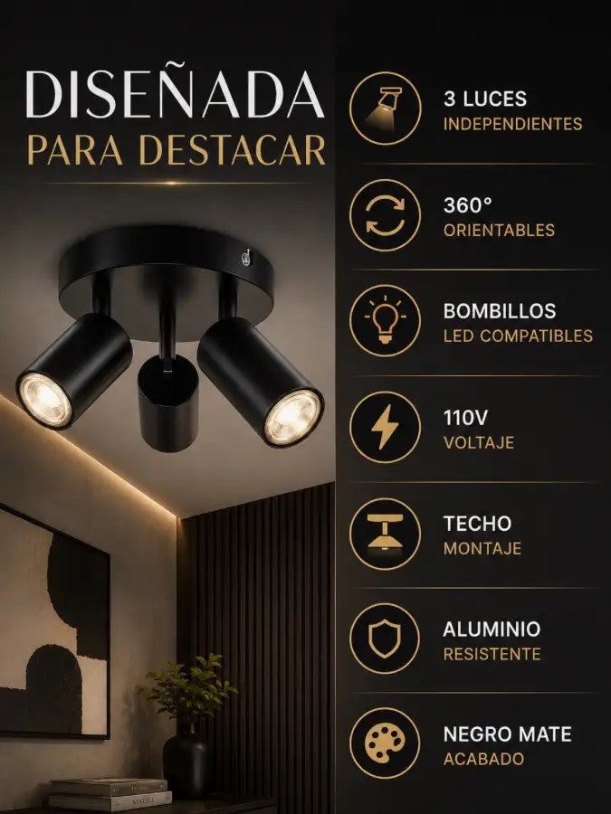 VELTORA™ Lámpara redonda 3 luces orientables