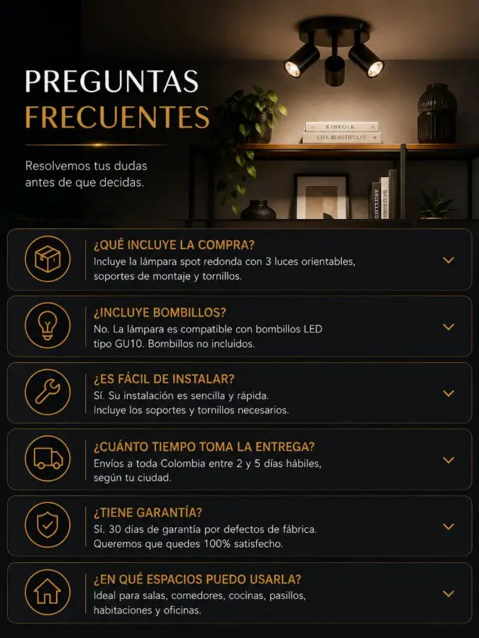 VELTORA™ Lámpara redonda 3 luces orientables