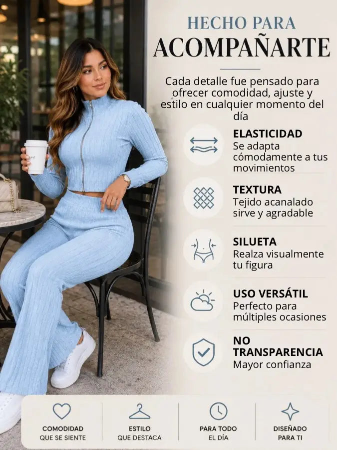 CONJUNTO ZAYLA™ Pantalón y crop top acanalado