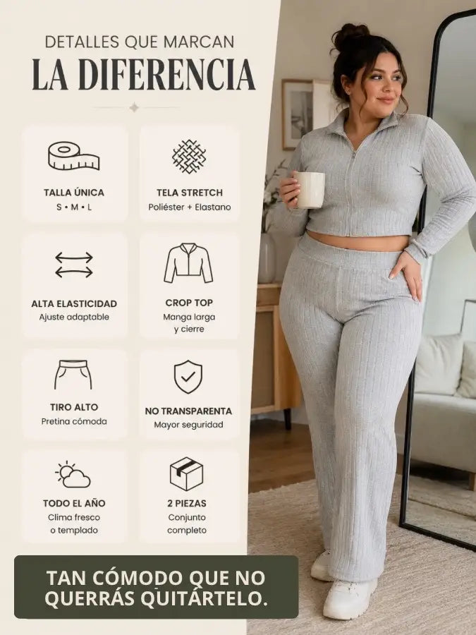 CONJUNTO ZAYLA™ Pantalón y crop top acanalado