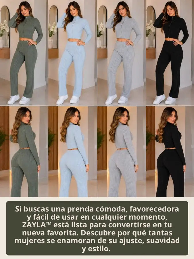 CONJUNTO ZAYLA™ Pantalón y crop top acanalado