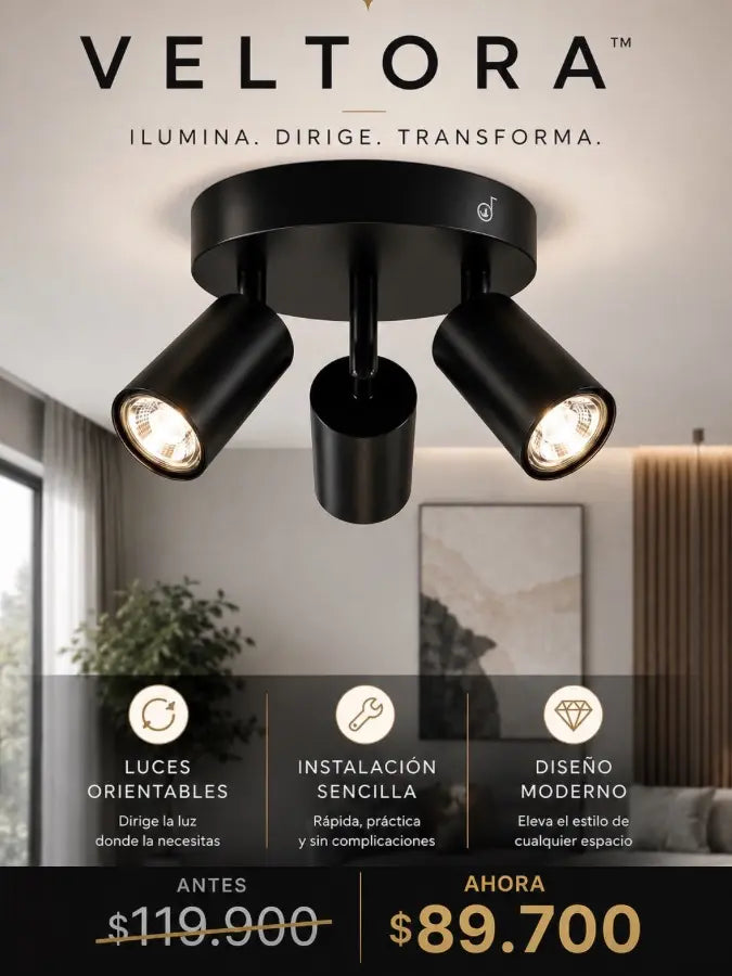 VELTORA™ Lámpara redonda 3 luces orientables