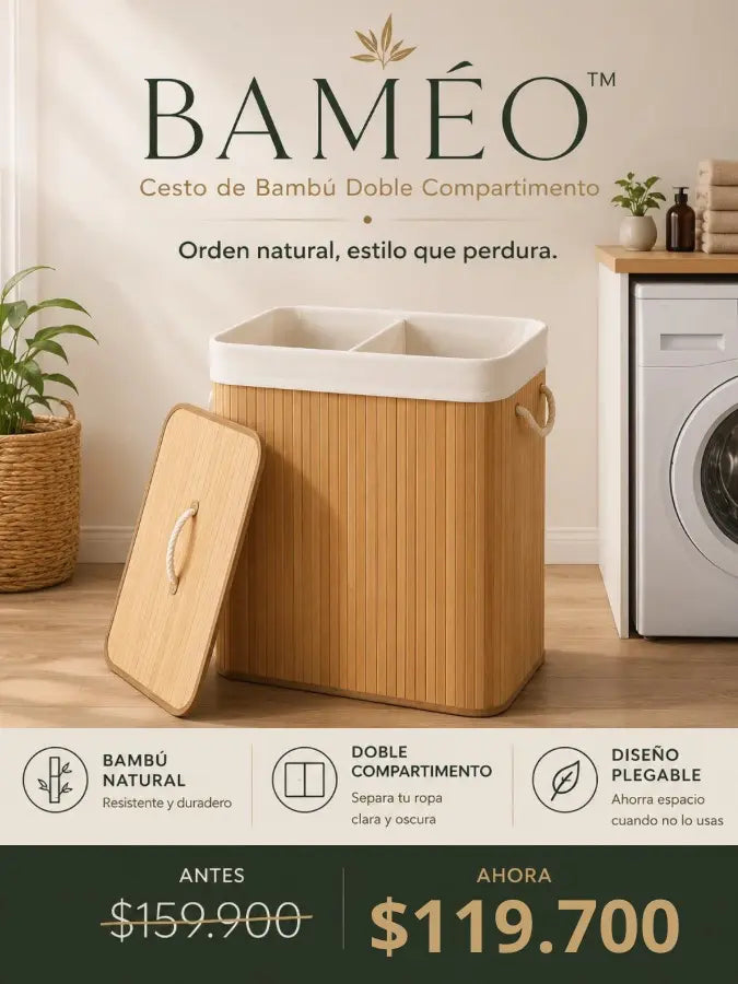 BAMÉO™ Cesto de Bambú Doble Compartimento