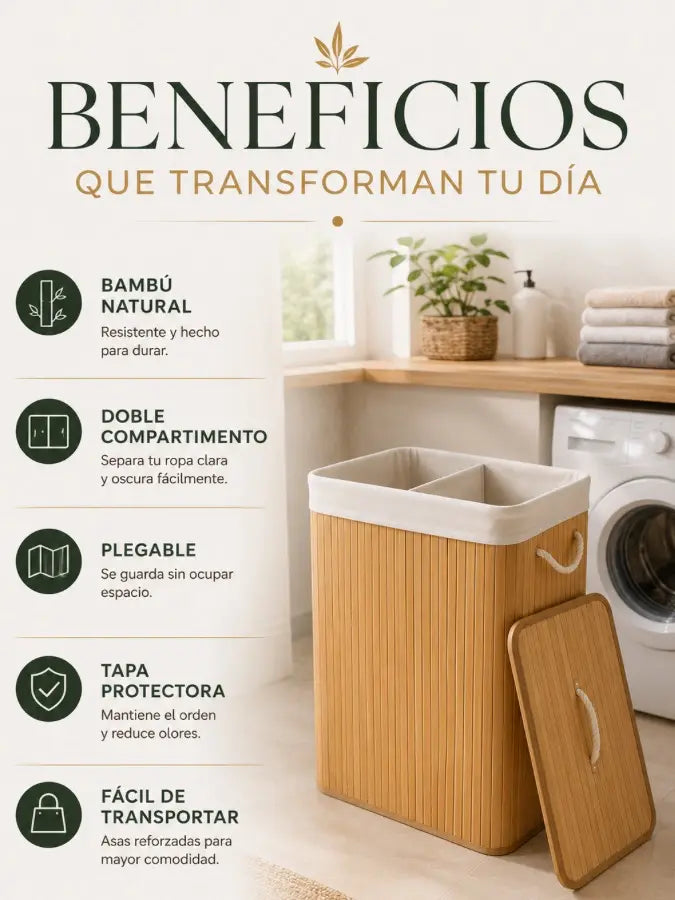 BAMÉO™ Cesto de Bambú Doble Compartimento