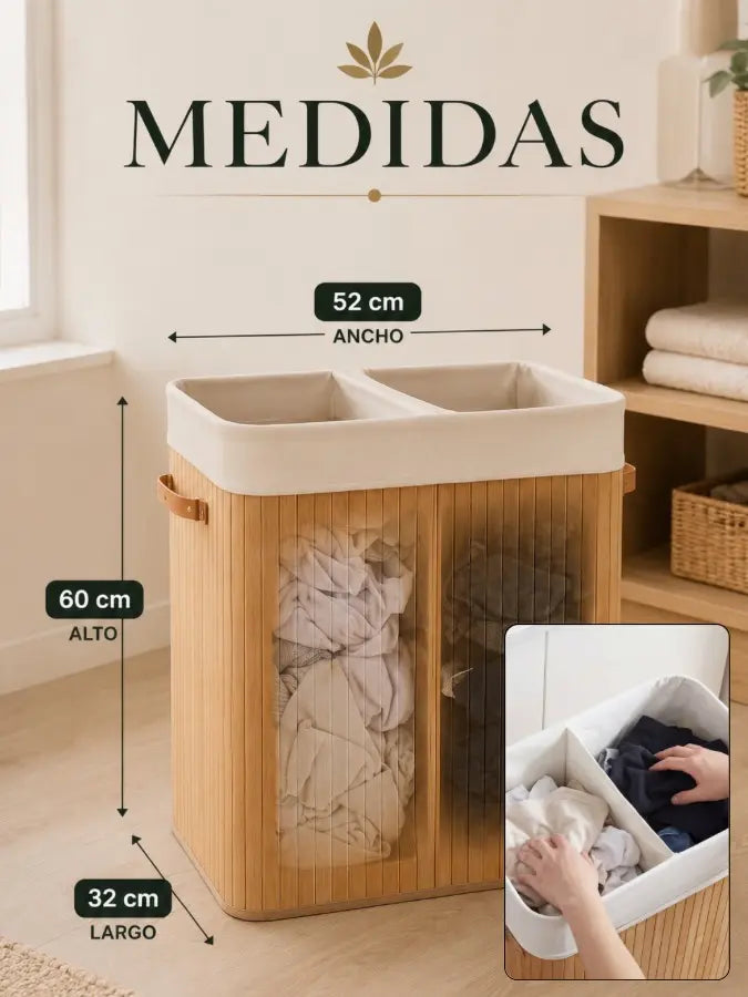 BAMÉO™ Cesto de Bambú Doble Compartimento