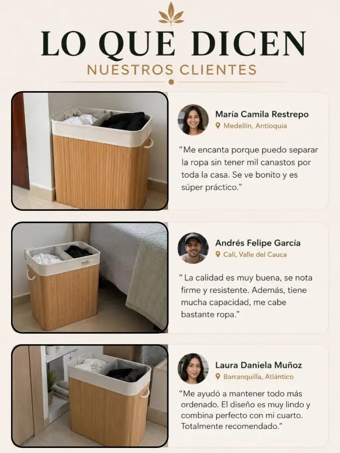 BAMÉO™ Cesto de Bambú Doble Compartimento