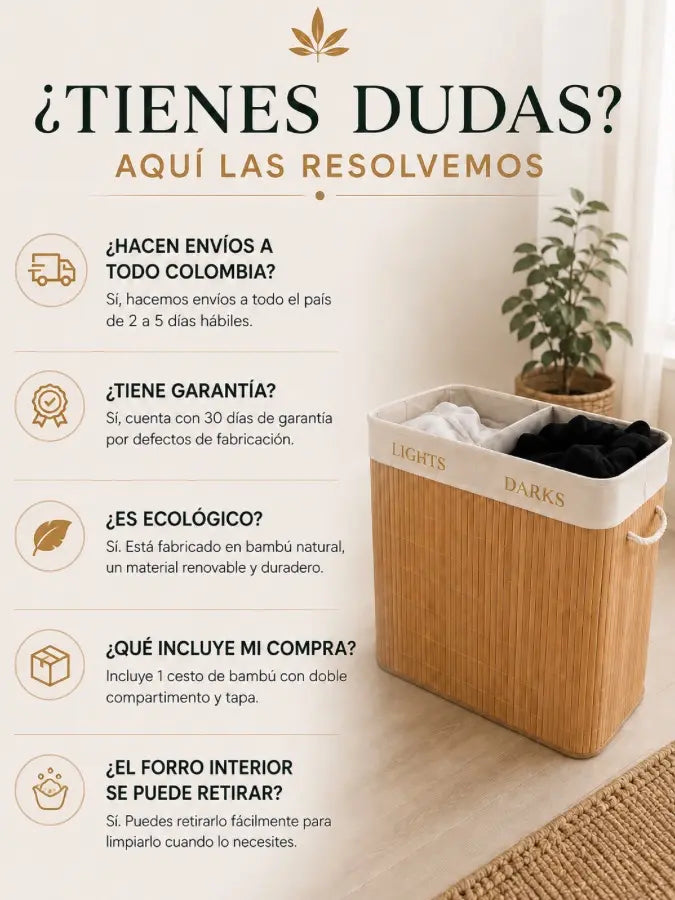 BAMÉO™ Cesto de Bambú Doble Compartimento