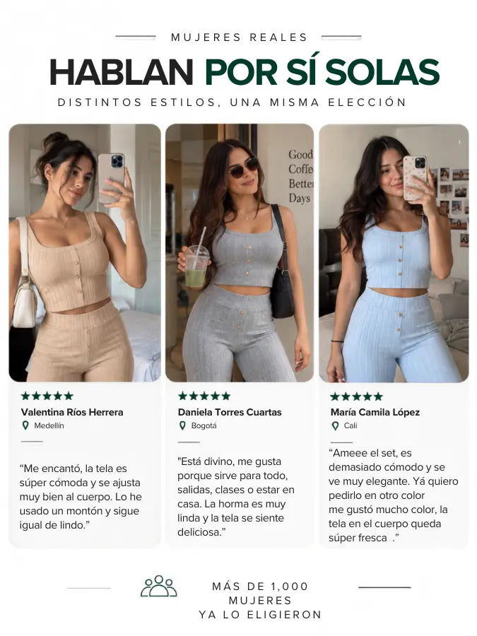 MAELLE™ — Conjunto Pantalón y Blusa Rib