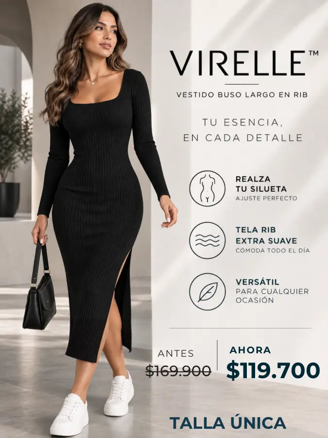 VIRELLE™ — Vestido Buso Largo en Rib