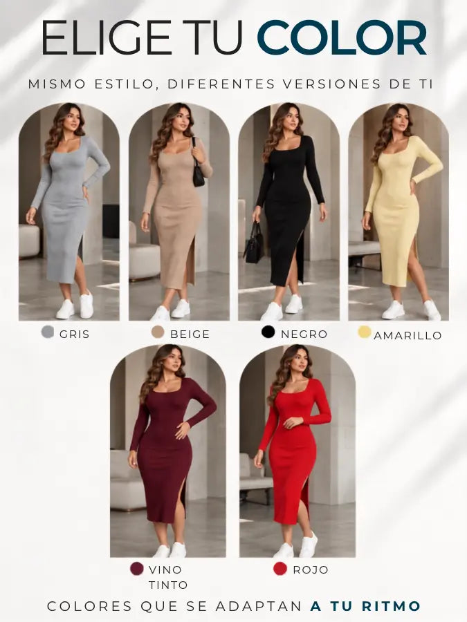 VIRELLE™ — Vestido Buso Largo en Rib