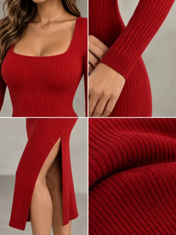 VIRELLE™ — Vestido Buso Largo en Rib