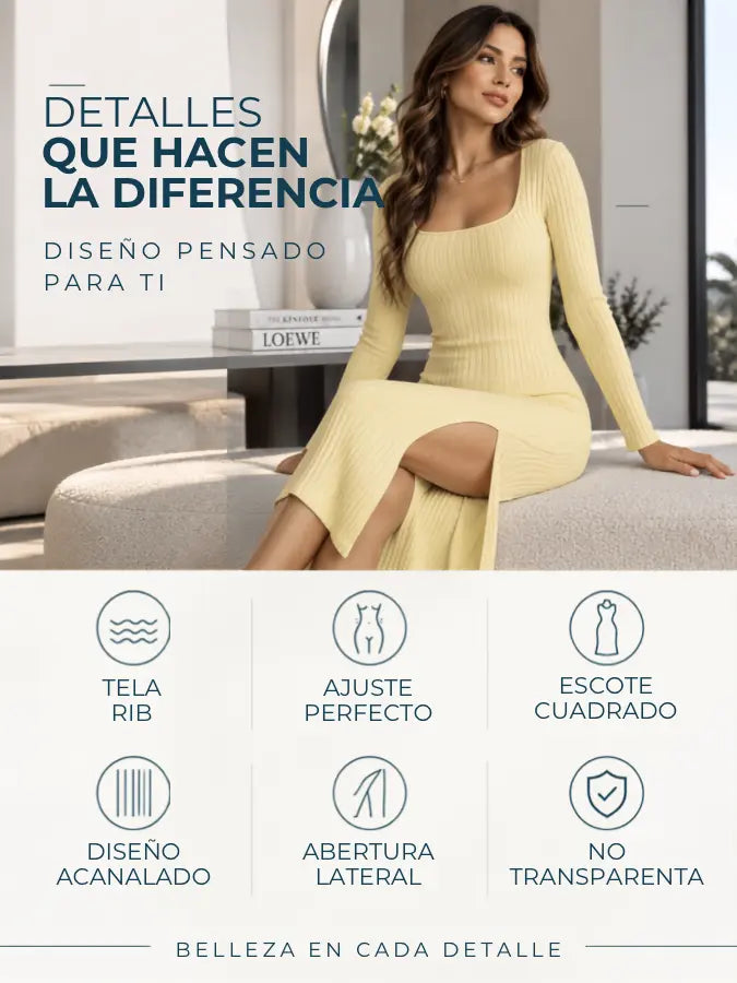 VIRELLE™ — Vestido Buso Largo en Rib
