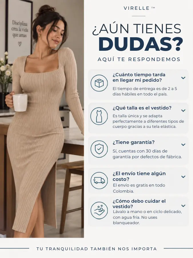 VIRELLE™ — Vestido Buso Largo en Rib