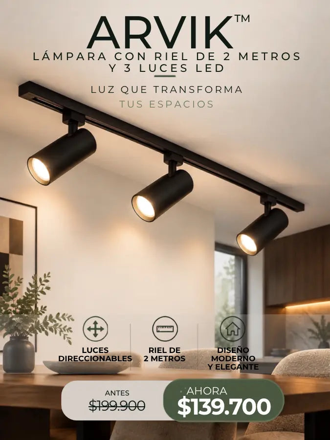 ARVIK™  Lámpara con Riel de 2 Metros y 3 Luces LED