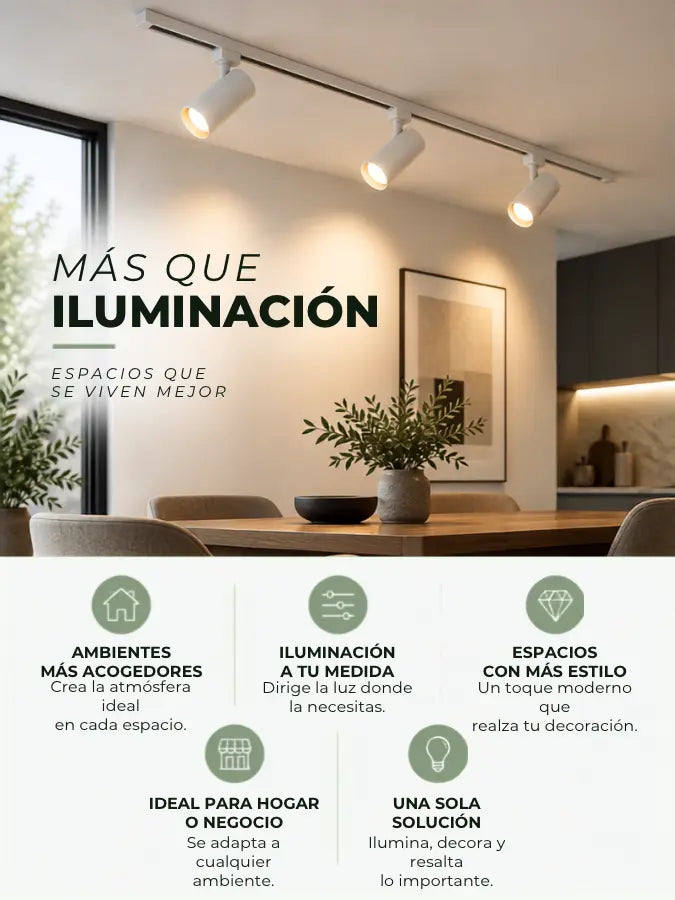 ARVIK™  Lámpara con Riel de 2 Metros y 3 Luces LED
