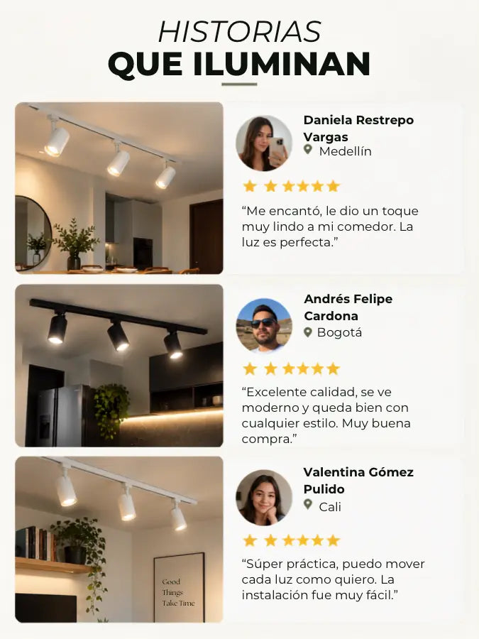 ARVIK™  Lámpara con Riel de 2 Metros y 3 Luces LED