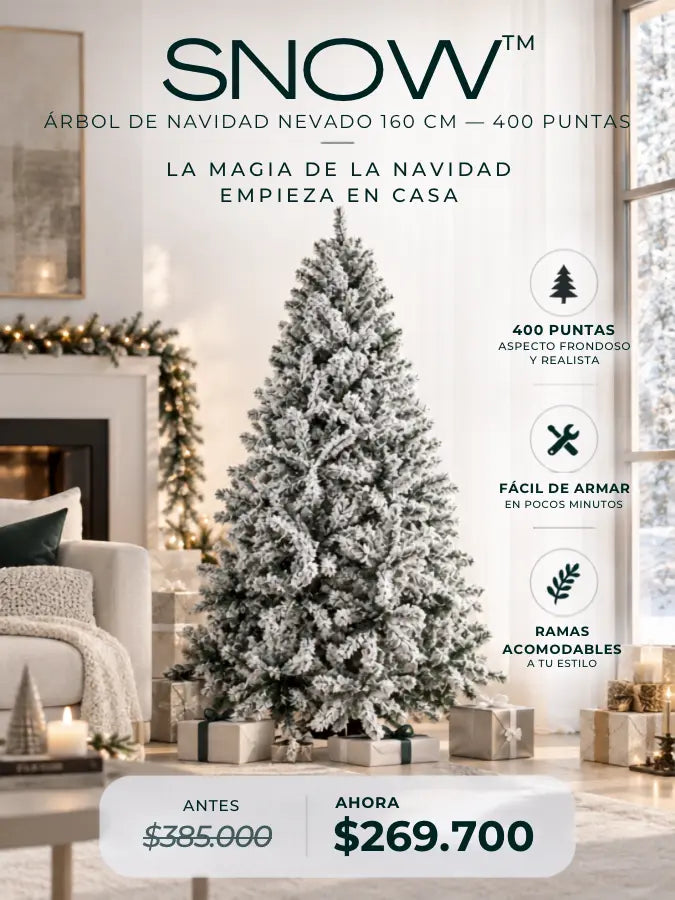 SNOW™  Árbol de Navidad Nevado 160 cm — 400 Puntas
