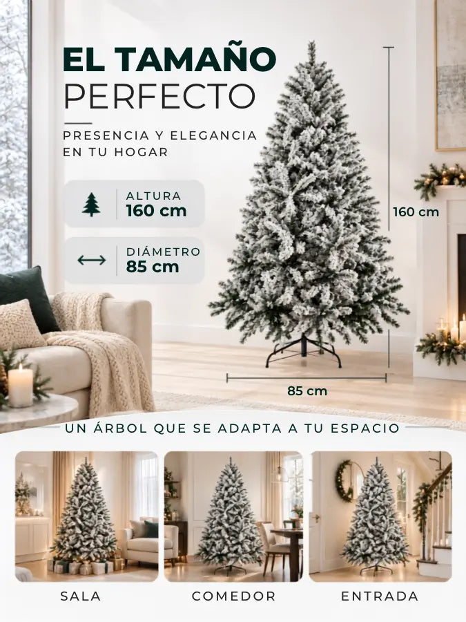 SNOW™  Árbol de Navidad Nevado 160 cm — 400 Puntas