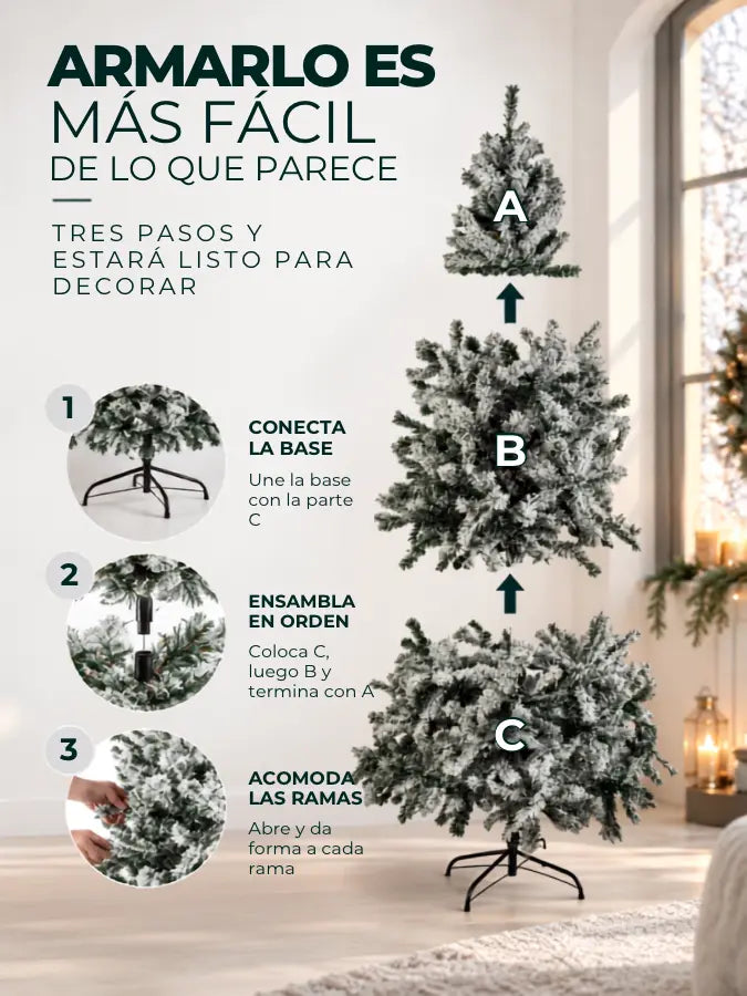 SNOW™  Árbol de Navidad Nevado 160 cm — 400 Puntas